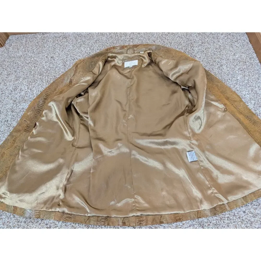 Vintage Caché Suede Tan Leather Snakeskin Jacket Blazer Lined Size 4 Western